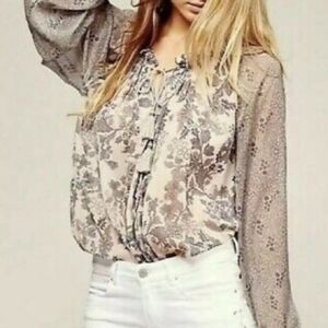 Free People Hendrix Floral Long-Sleeve Blouse Size L